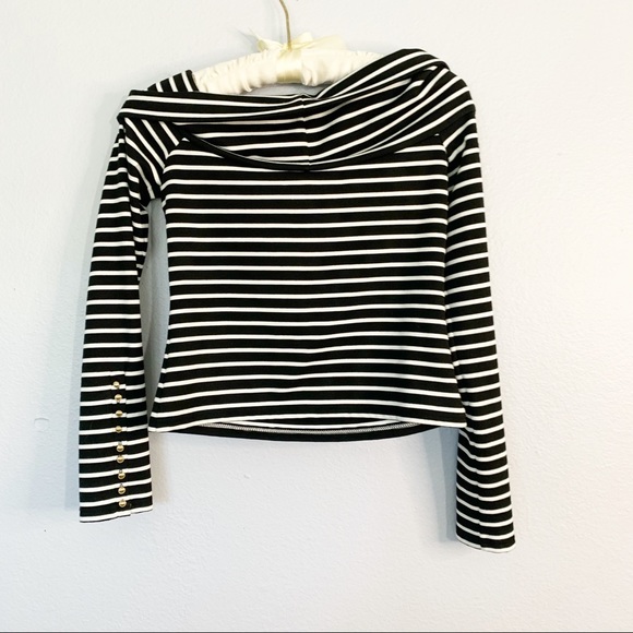 DEREK LAM 10 CROSBY Striped Off Shoulder Top - Picture 3 of 6